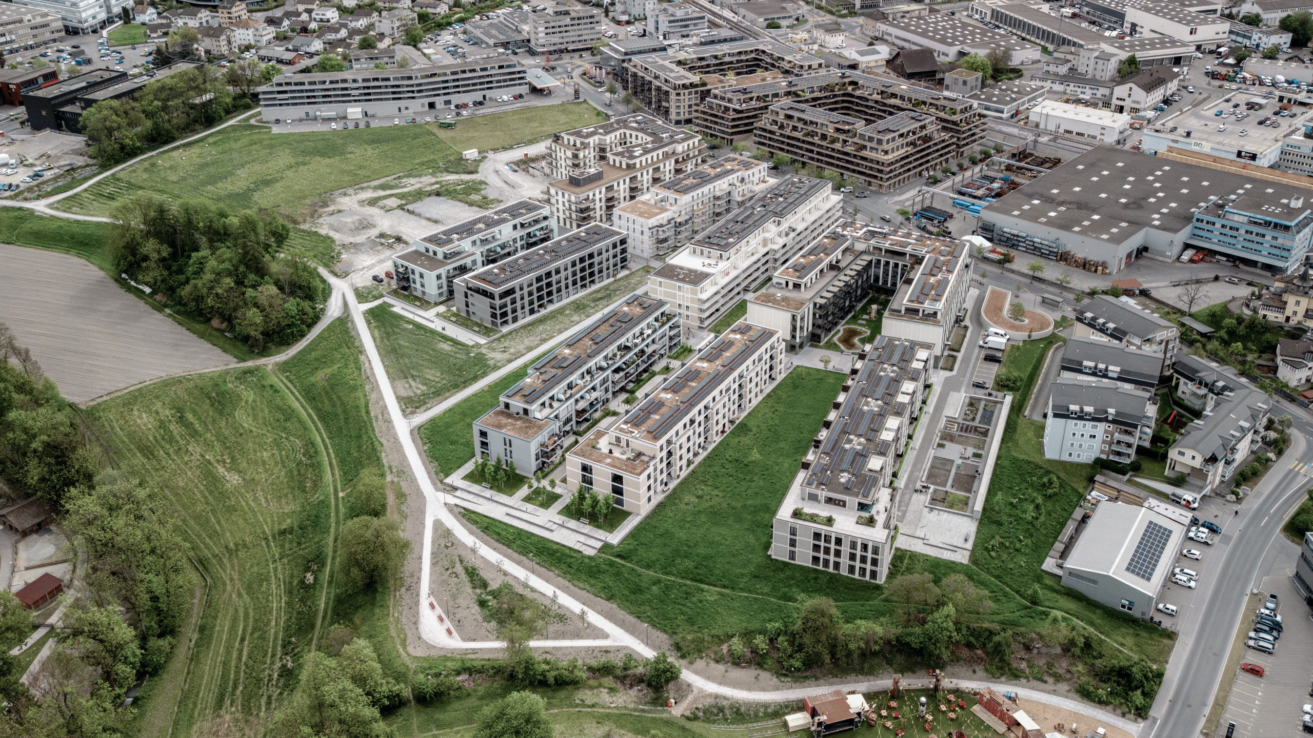 Luftaufnahme Quartier Kleinbruggen in Chur