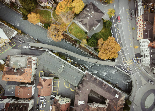 Italienische Brücke Vogelperspektive