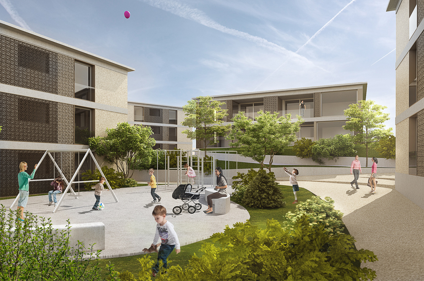Überbauung Vida Innenhof Spielplatz